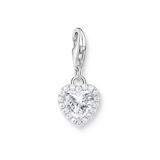 Silver White Heart Charm Pendant