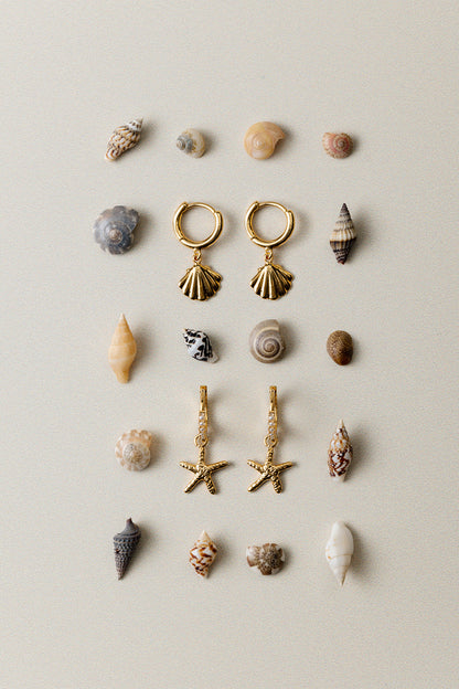 Starfish & Pearl Micro Hoops