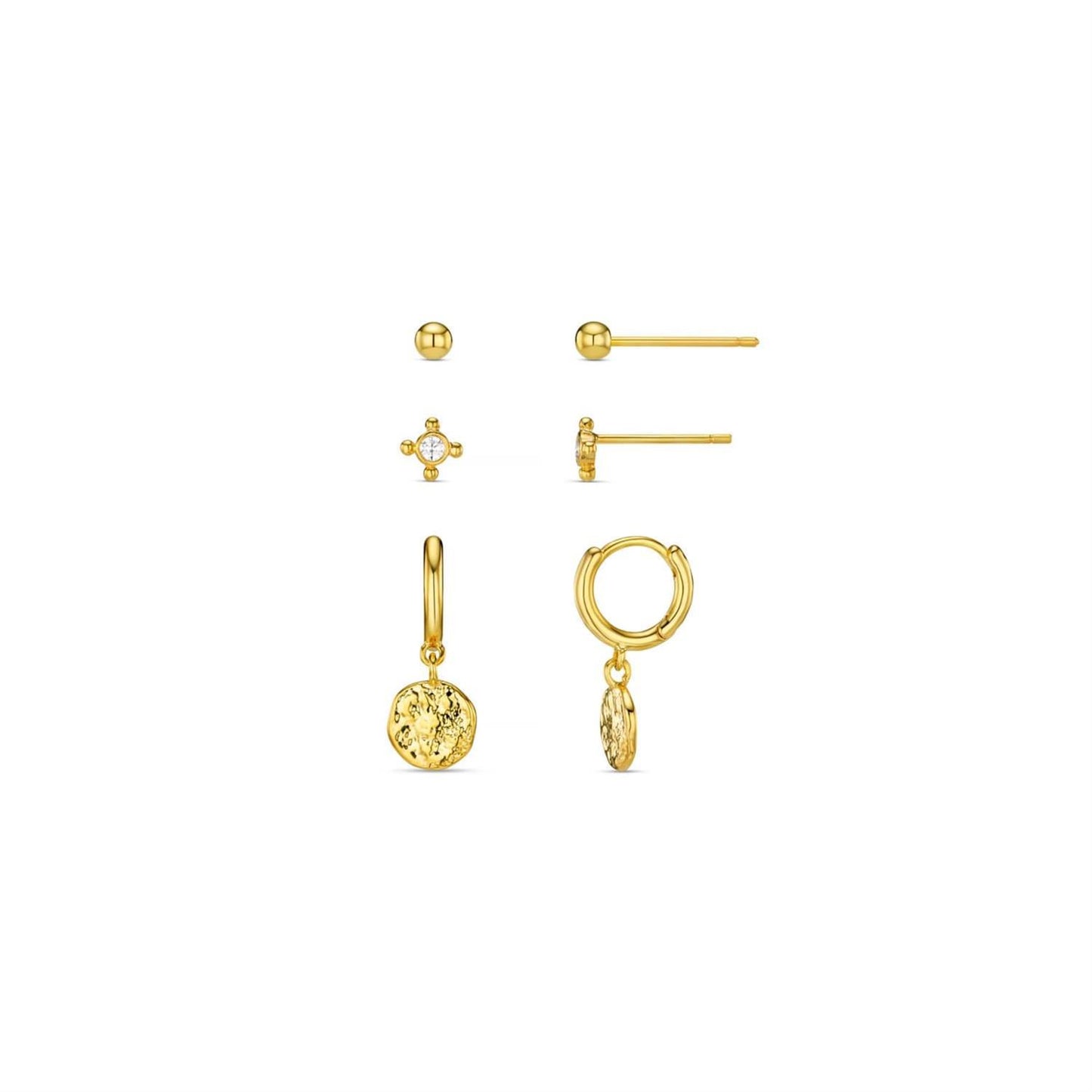 Mini coin hoop & stud earring 6 pack