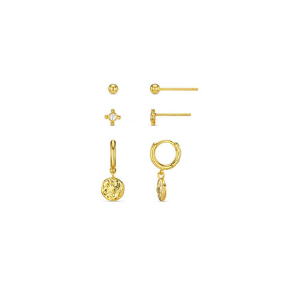 Mini coin hoop & stud earring 6 pack