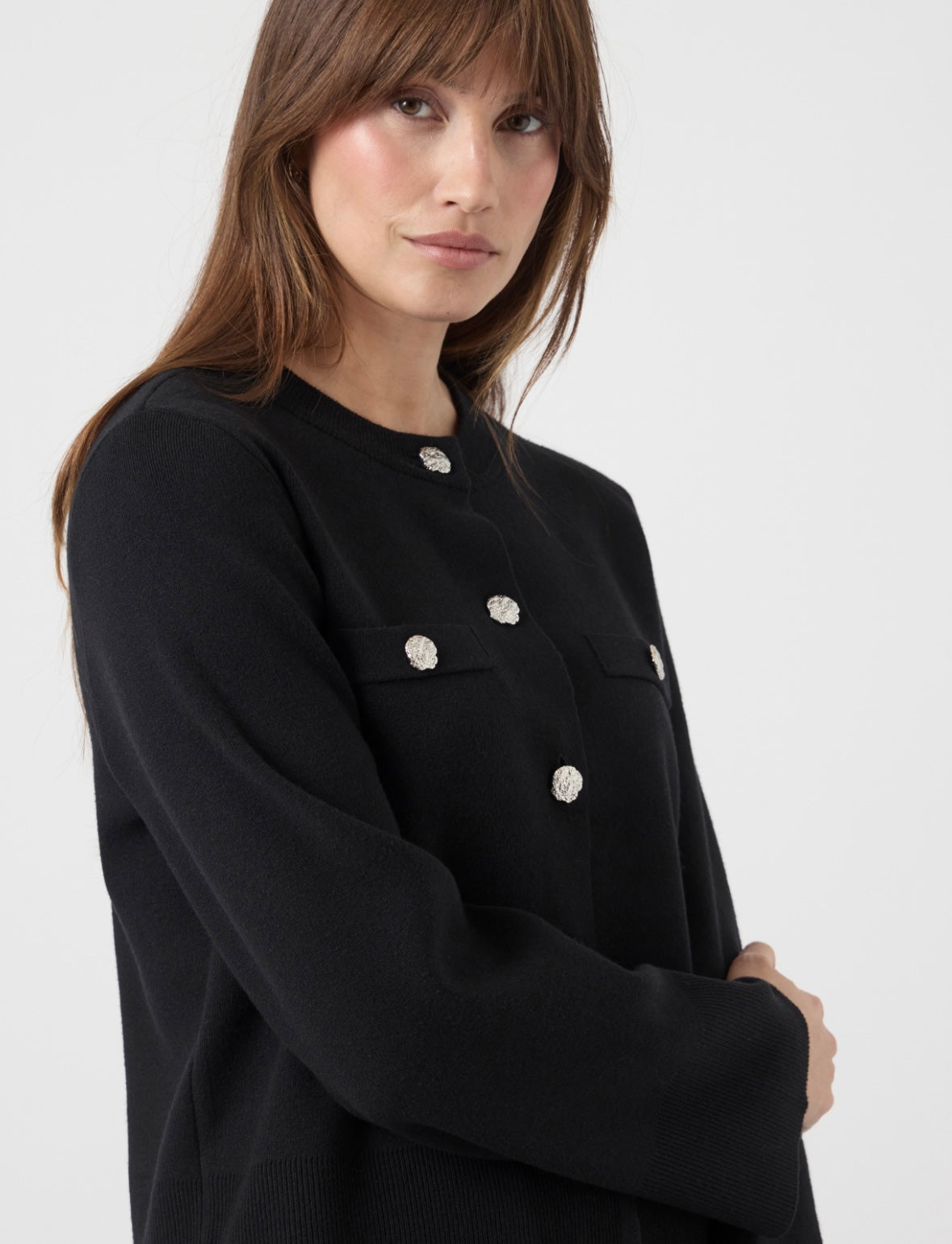YASPIMI LS KNIT CARDIGAN - BLACK