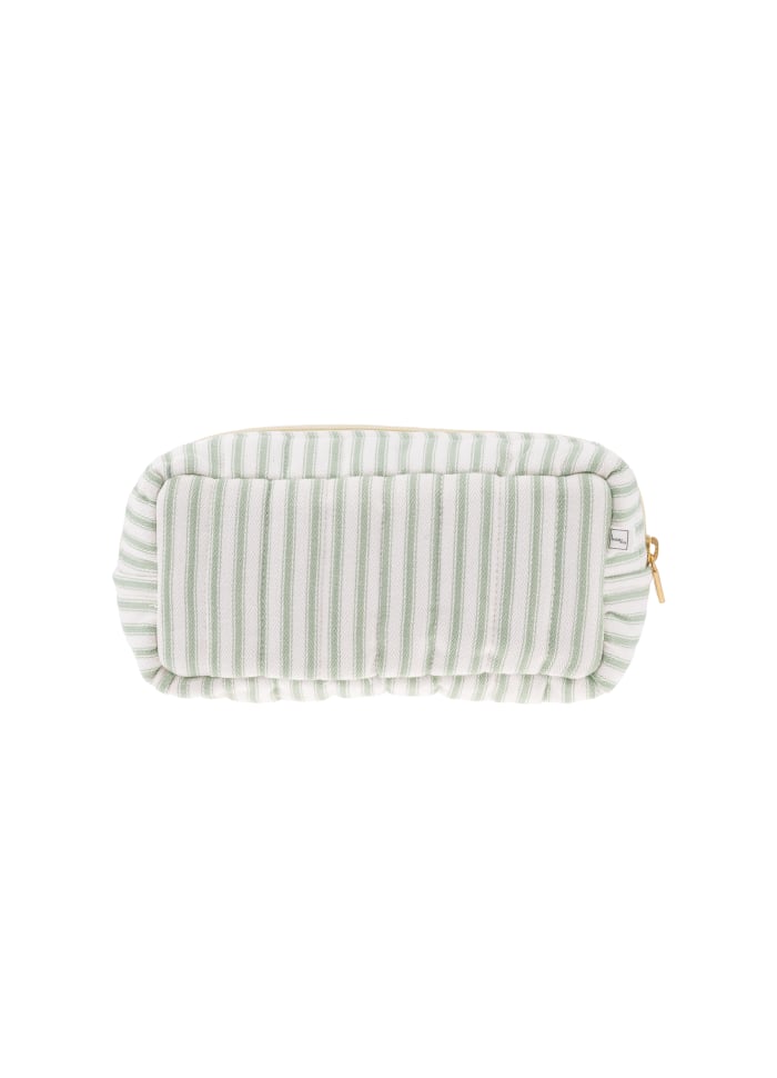 Pouch XS Square mw - Ticking stripe Dusty Green