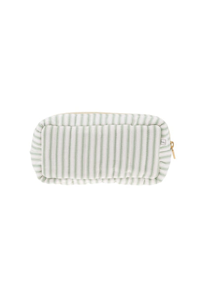 Pouch XS Square mw - Ticking stripe Dusty Green