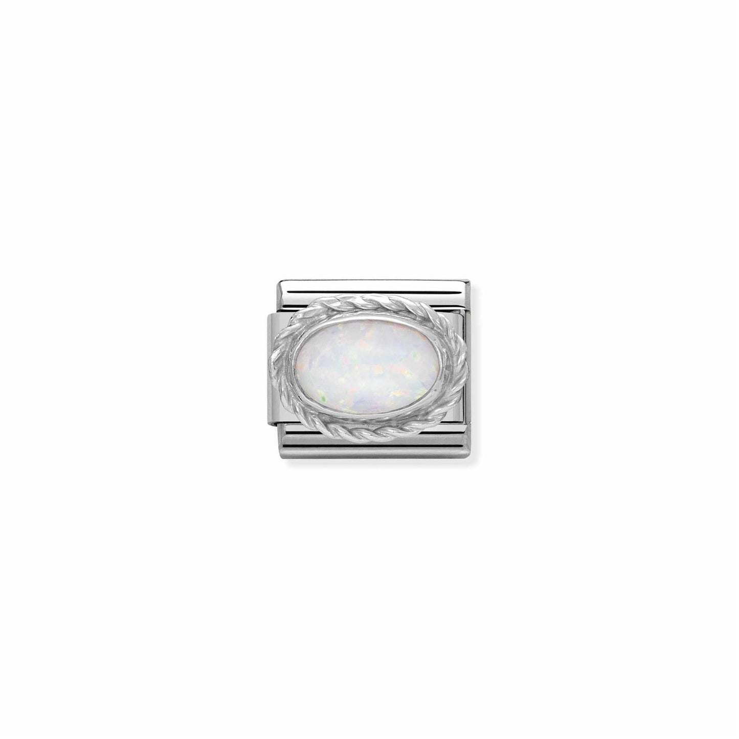 LINK, OVAL WHITE OPAL