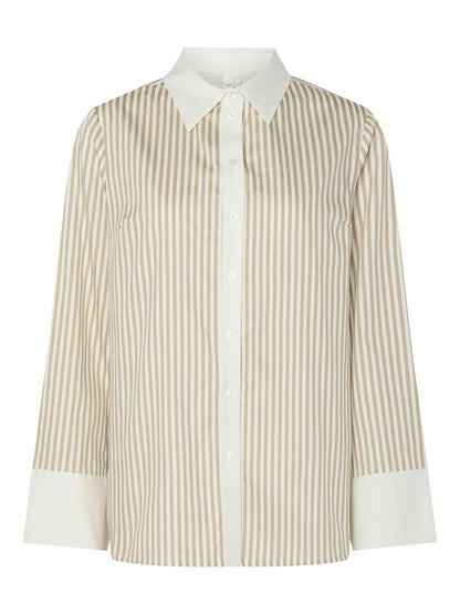 YASANNE LS STRIPED SHIRT S. - HUMUS/STAR WHITE