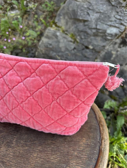 Toalettmappe Velur - Rasberry