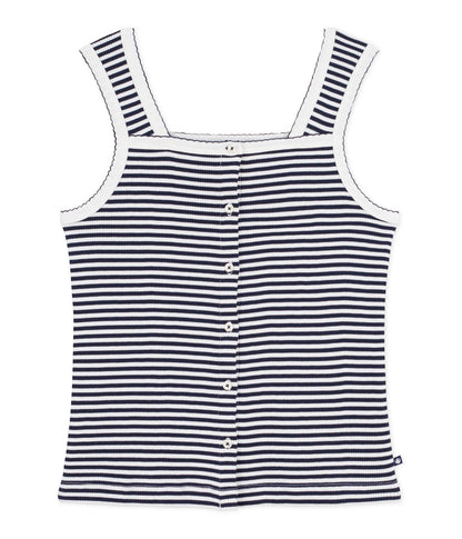 Tanktop Ribbed Details - Navy / White