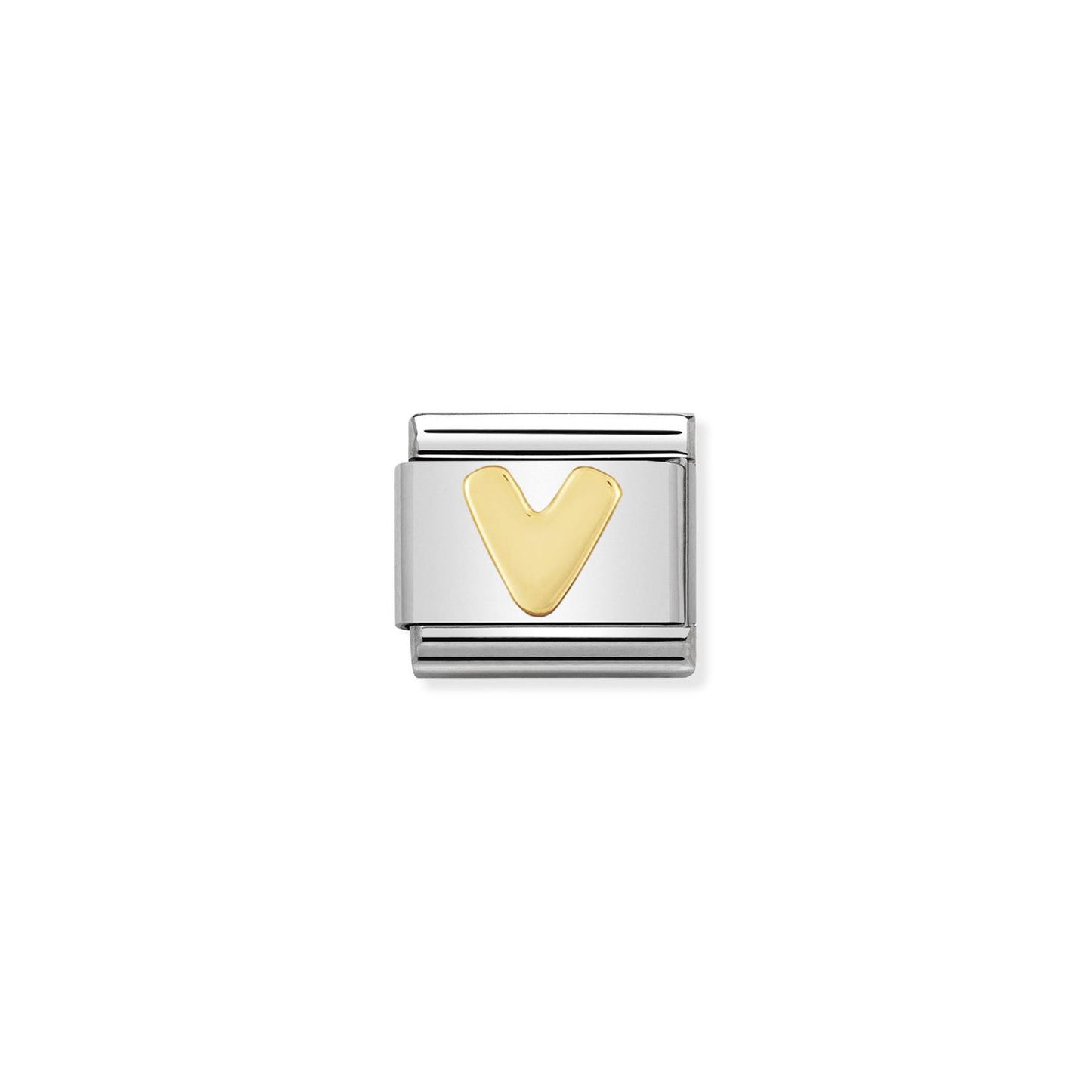 LINK, LETTER V IN YELLOW GOLD