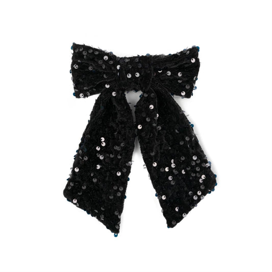 Anne Sequins Bow - Black