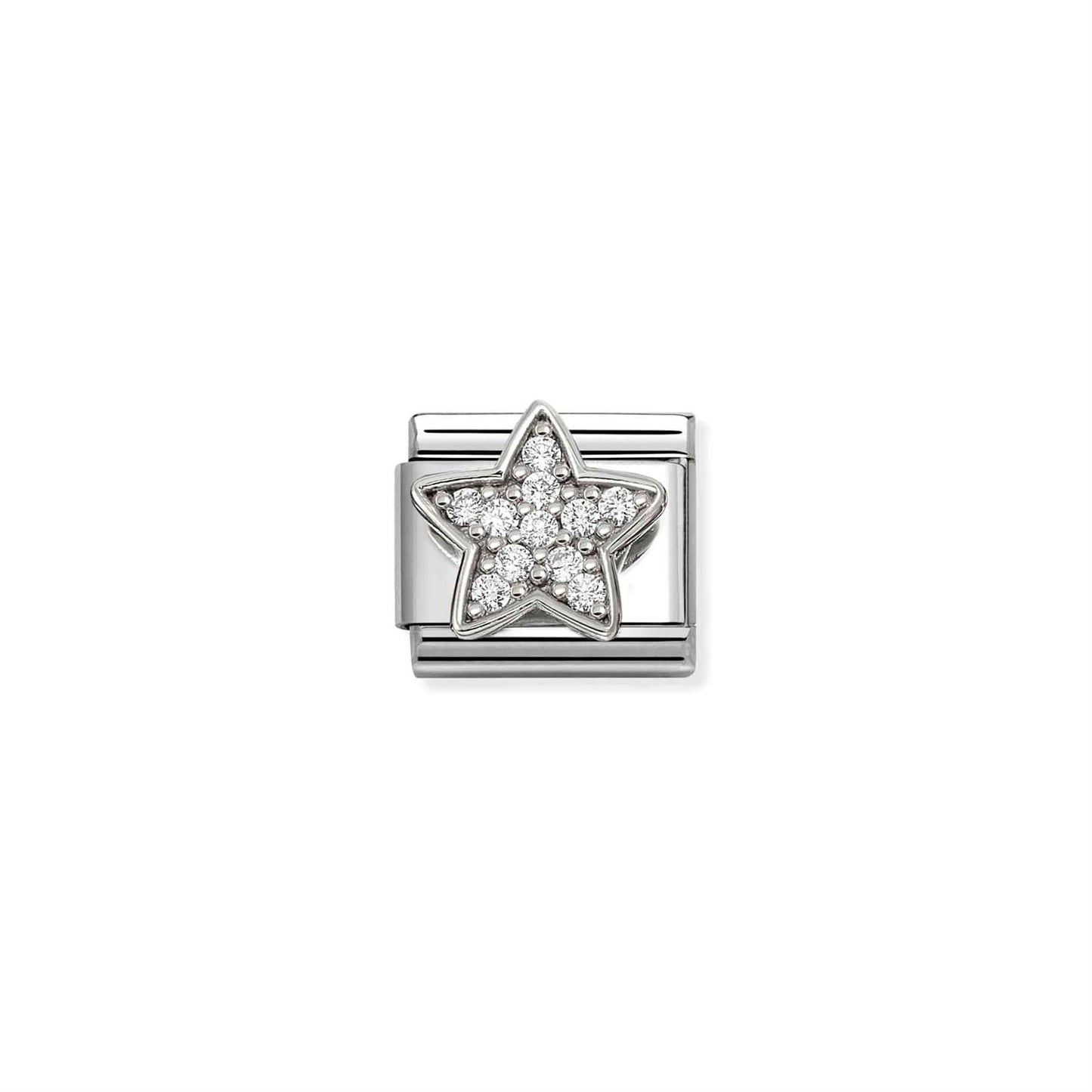 LINK, SILVER STAR WITH CUBIC ZIRCONIA