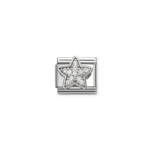 LINK, SILVER STAR WITH CUBIC ZIRCONIA