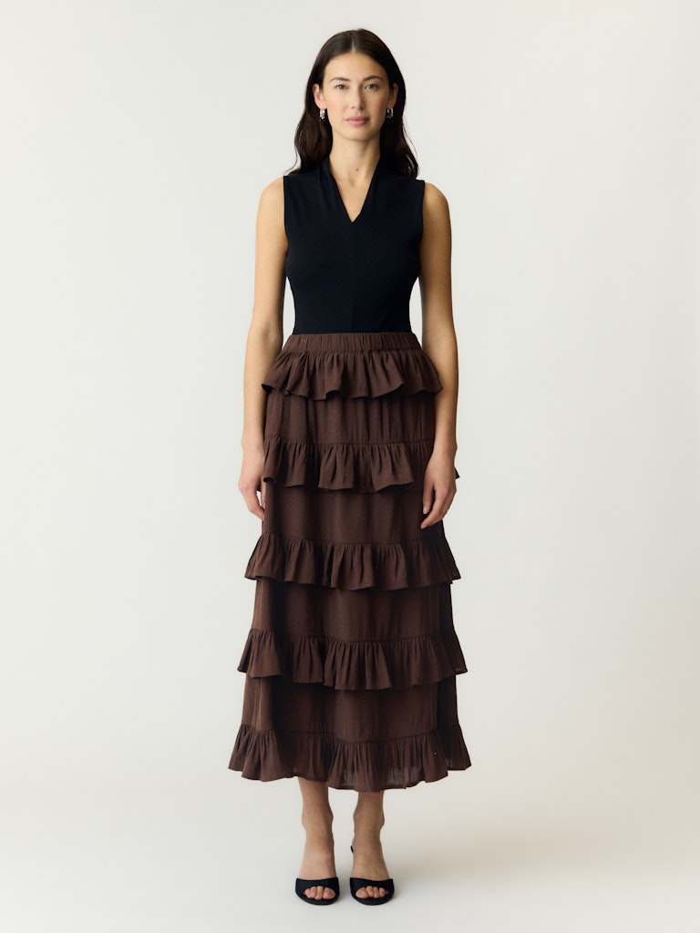 YASWIMA HW ANKLE SKIRT - COFFEE BEAN