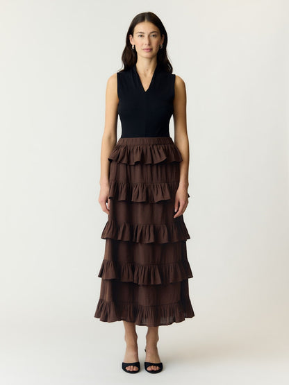 YASWIMA HW ANKLE SKIRT - COFFEE BEAN