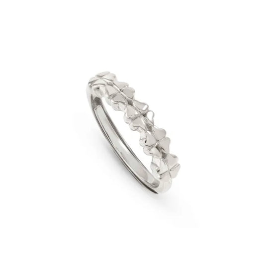 Armonica Adjustable Ring - Silver Clovers