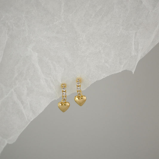 Golden Heart Sparkle Hoops