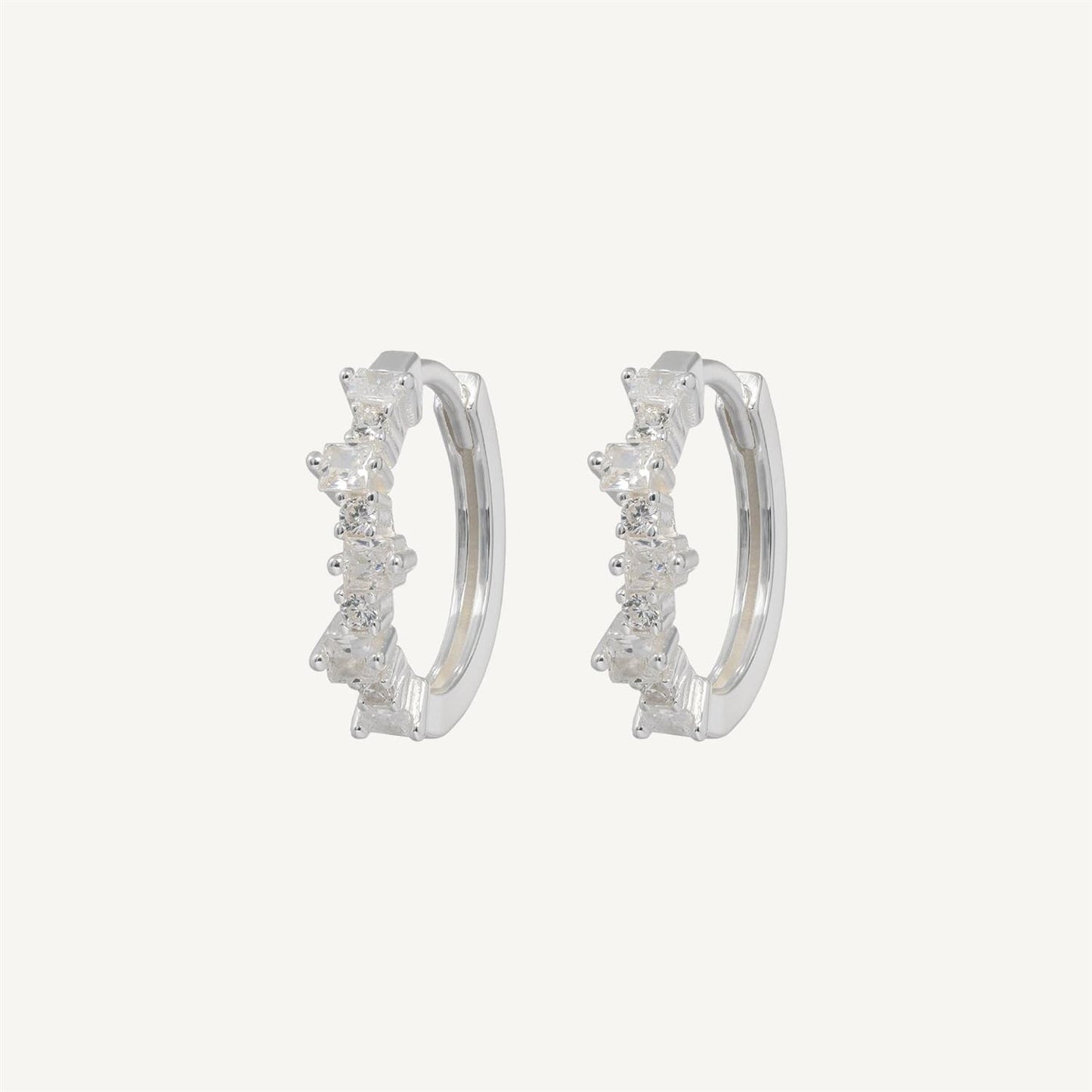 Mixed Medium Hoops Silver White