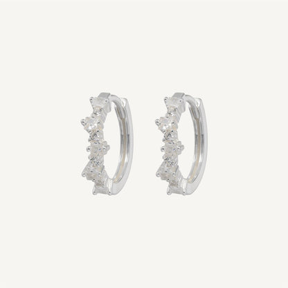 Mixed Medium Hoops Silver White