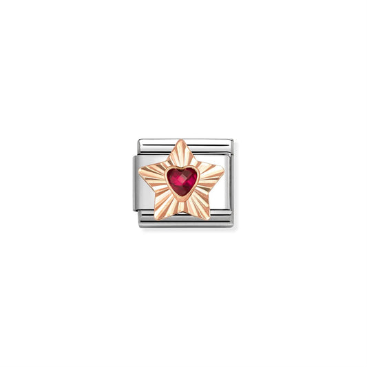 LINK, ROSE GOLD STAR WITH RED HEART