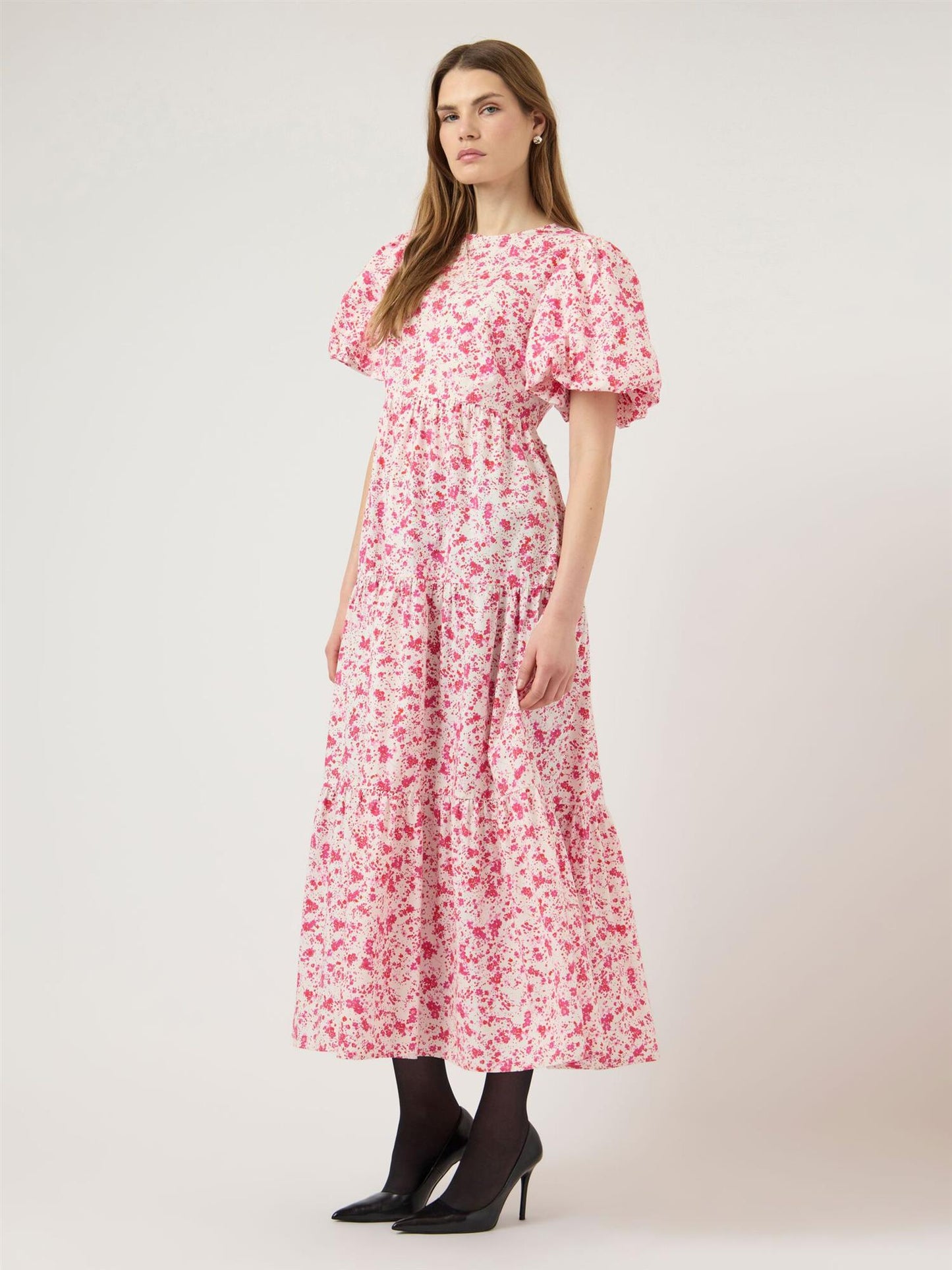 YASCOLEA SS ANKLE DRESS - PRISTINE/ DONNA
