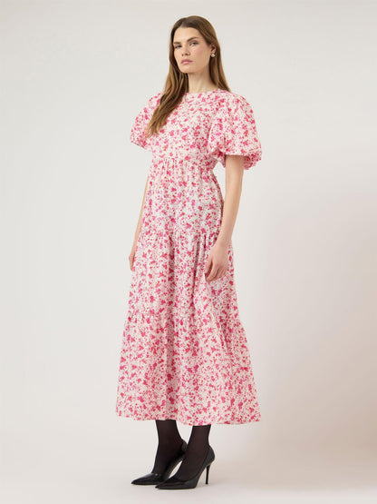 YASCOLEA SS ANKLE DRESS - PRISTINE/ DONNA