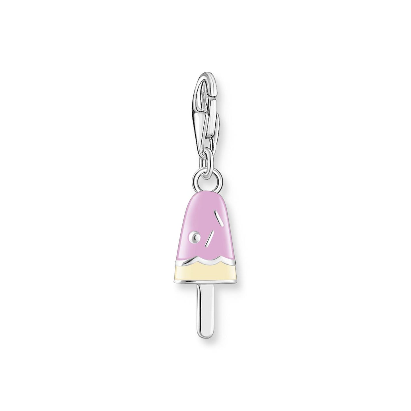 Charm Pendant Colorful Popsicle With White Stones Silver
