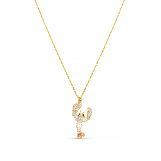 Embellished Lobster Charm Necklace