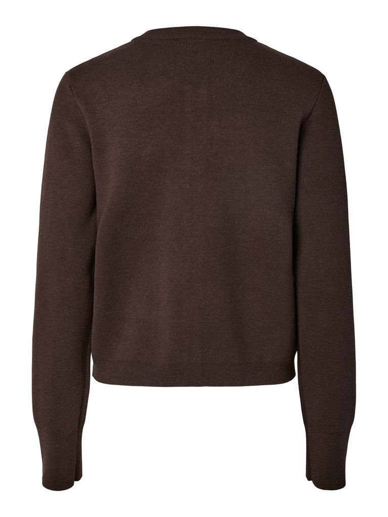 YASELENA SS KNIT CARDIGAN - COFFE BEAN/MELANGE