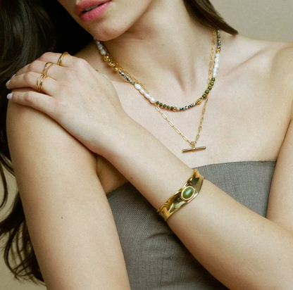 Organic SP green jade stone cuff