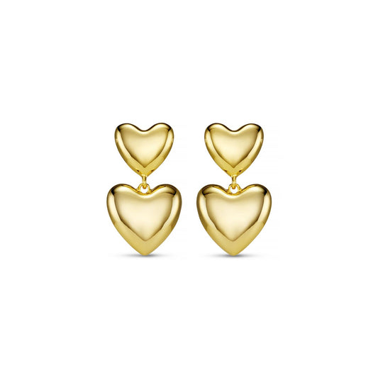 Statement Voluminous Heart Gold Earrings