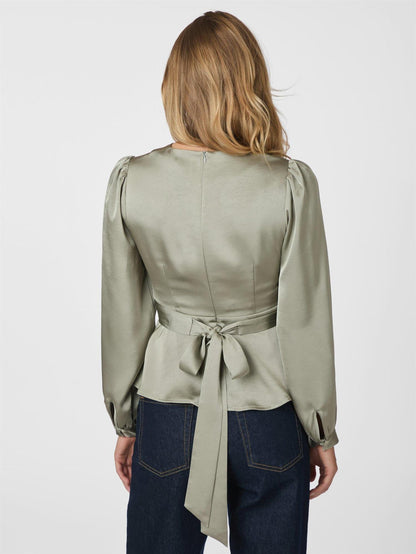 Rista Heavy Sateen Blouse - Smoke green