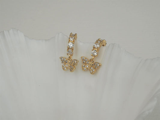 Crystal Butterfly Hoops