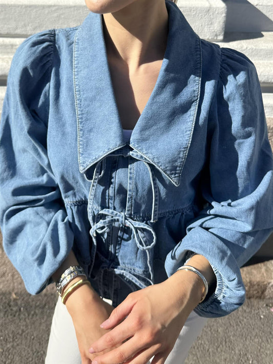 YASCELINDE LS BLOUSE - LIGHT BLUE DENIM