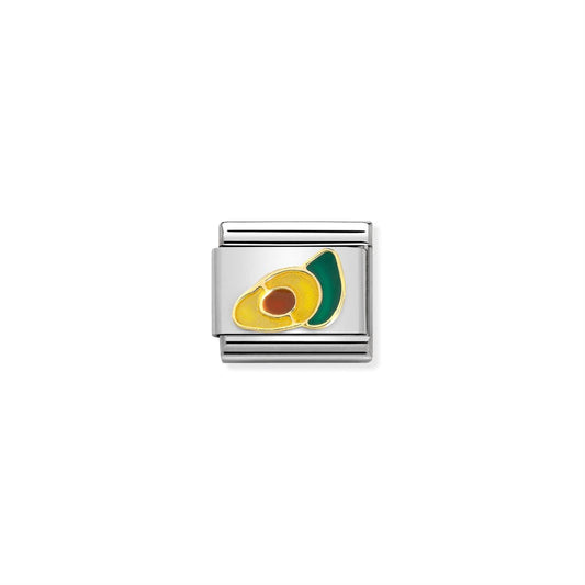 LINK, AVOCADO IN GOLD AND ENAMEL