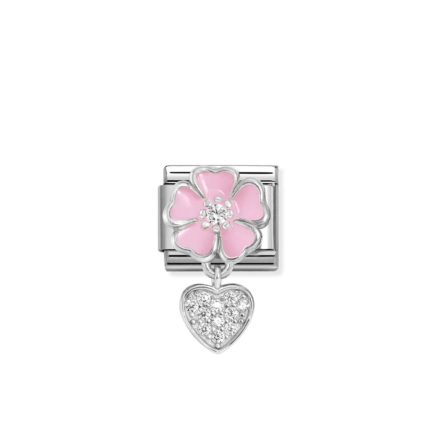 LINK, PINK FLOWER AND HEART PENDANT