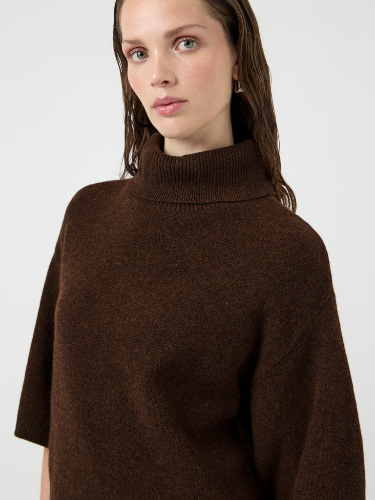 YASEMILIA 2/4 ROLL NECK KNIT PULLOVER - COFFEE BEAN