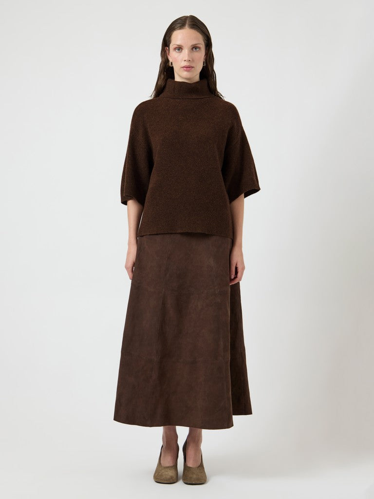 YASEMILIA 2/4 ROLL NECK KNIT PULLOVER - COFFEE BEAN
