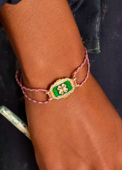Green and Pink Trefle Boheme Bracelet