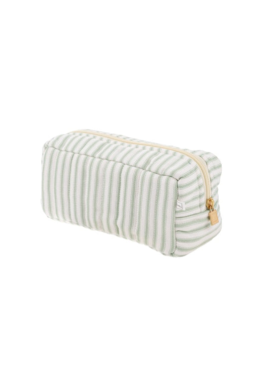 Pouch XS Square mw - Ticking stripe Dusty Green