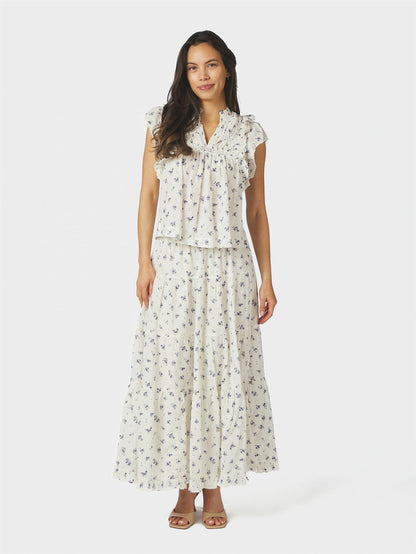 Asta Small Blossom Skirt - White Blue
