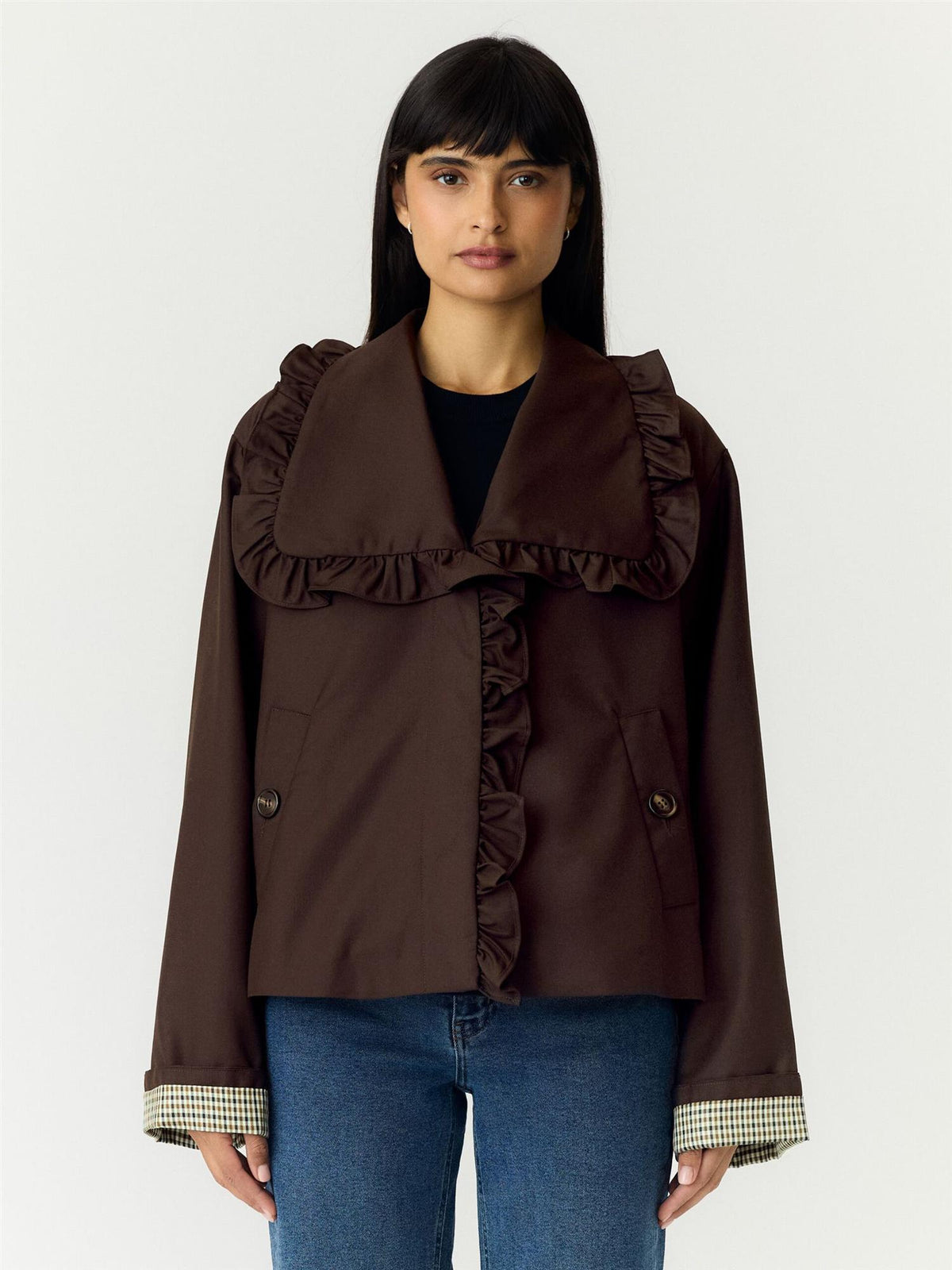 YASELSIA LS SHORT TRENCHCOAT - COFFE BEAN