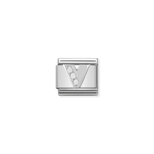 LINK, LETTER V IN SILVER AND STONES