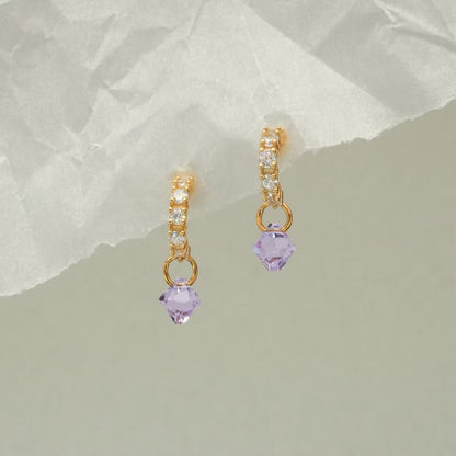 Tiny Violet Sparkle Hoops