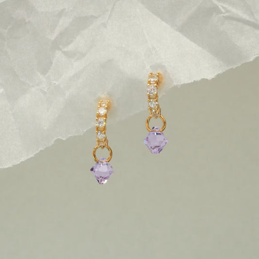 Tiny Violet Sparkle Hoops