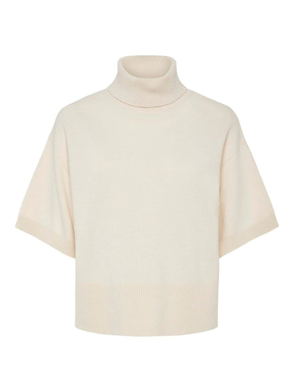 YASEMILIA 2/4 ROLL NECK KNIT PULLOVER - SANDSHELL