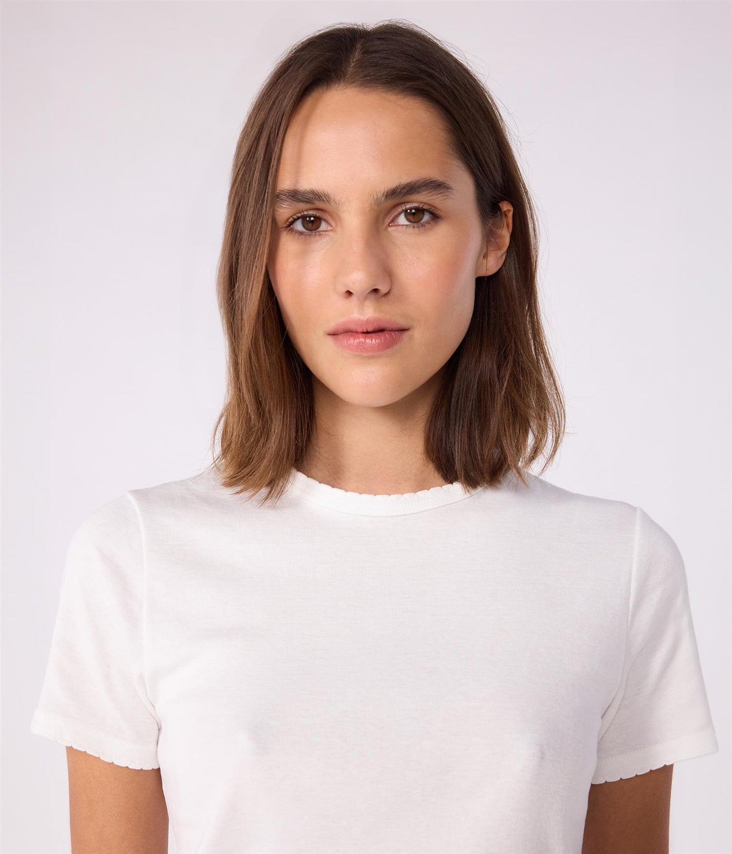 Tee-Shirt Pointelle Round Neck - White