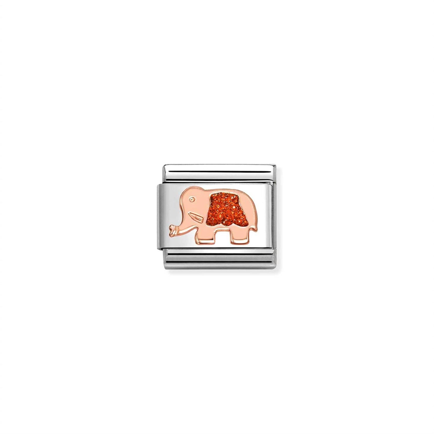 LINK, ELEPHANT IN ROSEGOLD WITH RED GLITTER