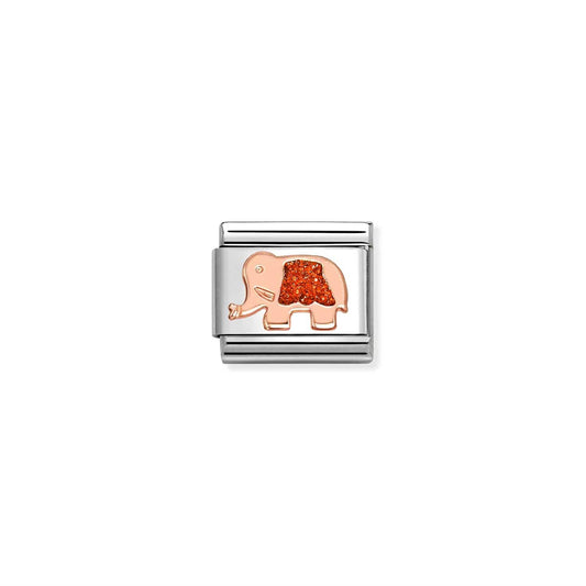 LINK, ELEPHANT IN ROSEGOLD WITH RED GLITTER
