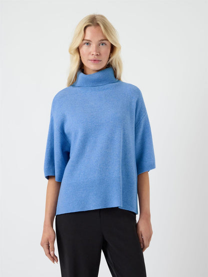 YASEMILIA 2/4 ROLL NECK KNIT PULLOVER - VISTA BLUE