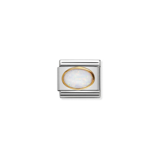 LINK, OPAL WHITE OVAL STONE