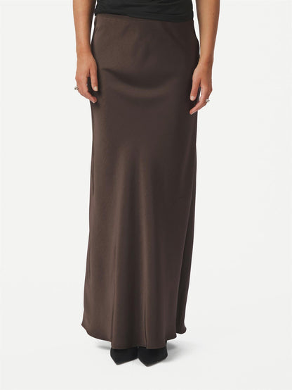 Vicky Heavy Sateen Skirt - Dark Brown